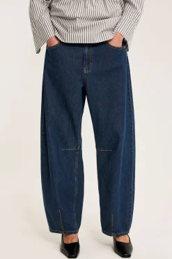 Barrel jeans high waist | Tumma denim | Naiset | Kappahl