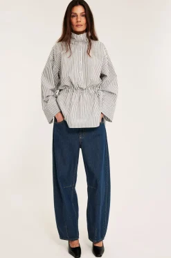 Barrel jeans high waist | Tumma denim | Naiset | Kappahl