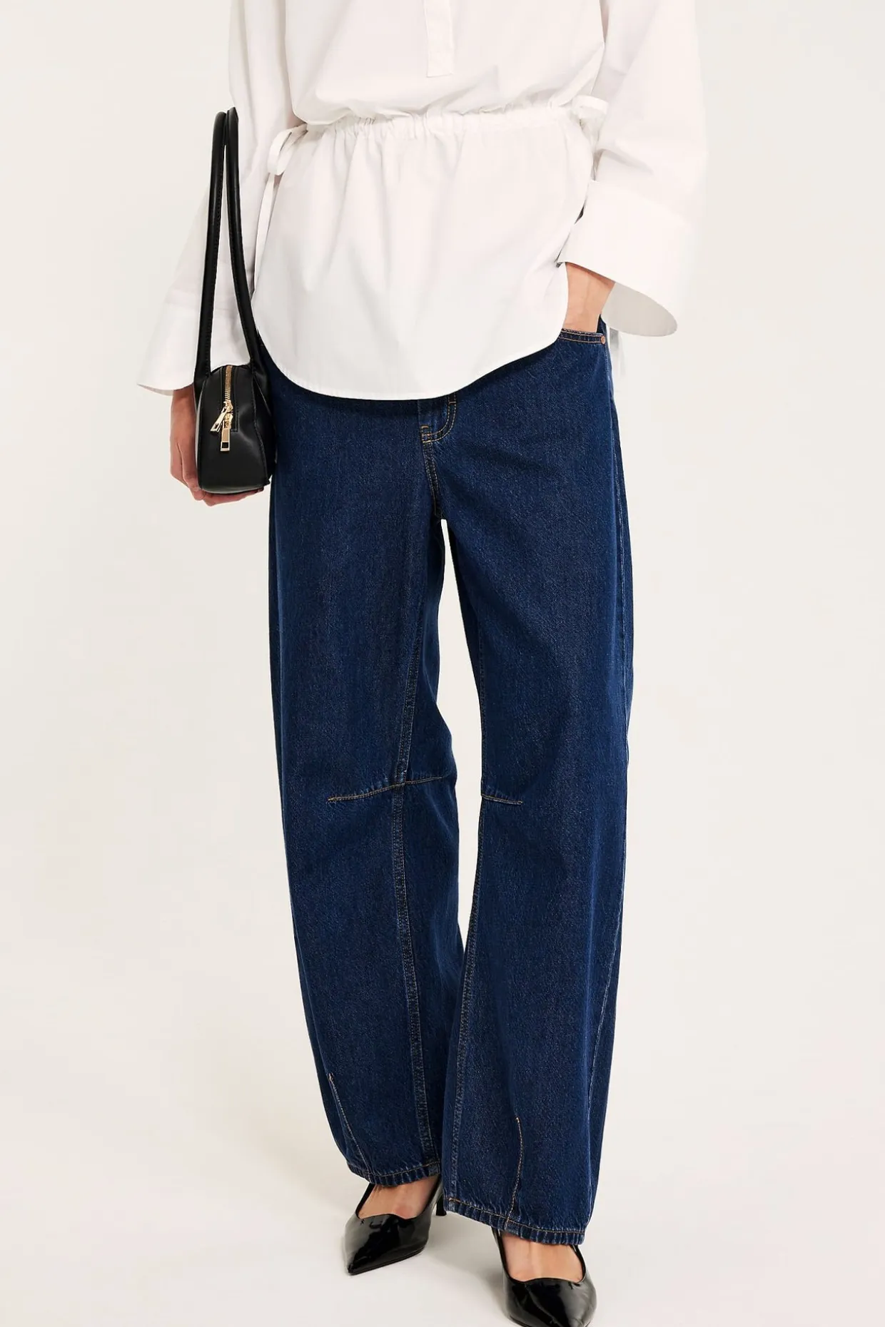 Barrel jeans high waist | Tumma denim | Naiset | Kappahl