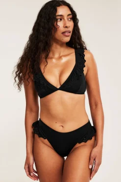 Bikiniyläosa, jossa englantilaista kirjontaa | Musta | Naiset | Kappahl