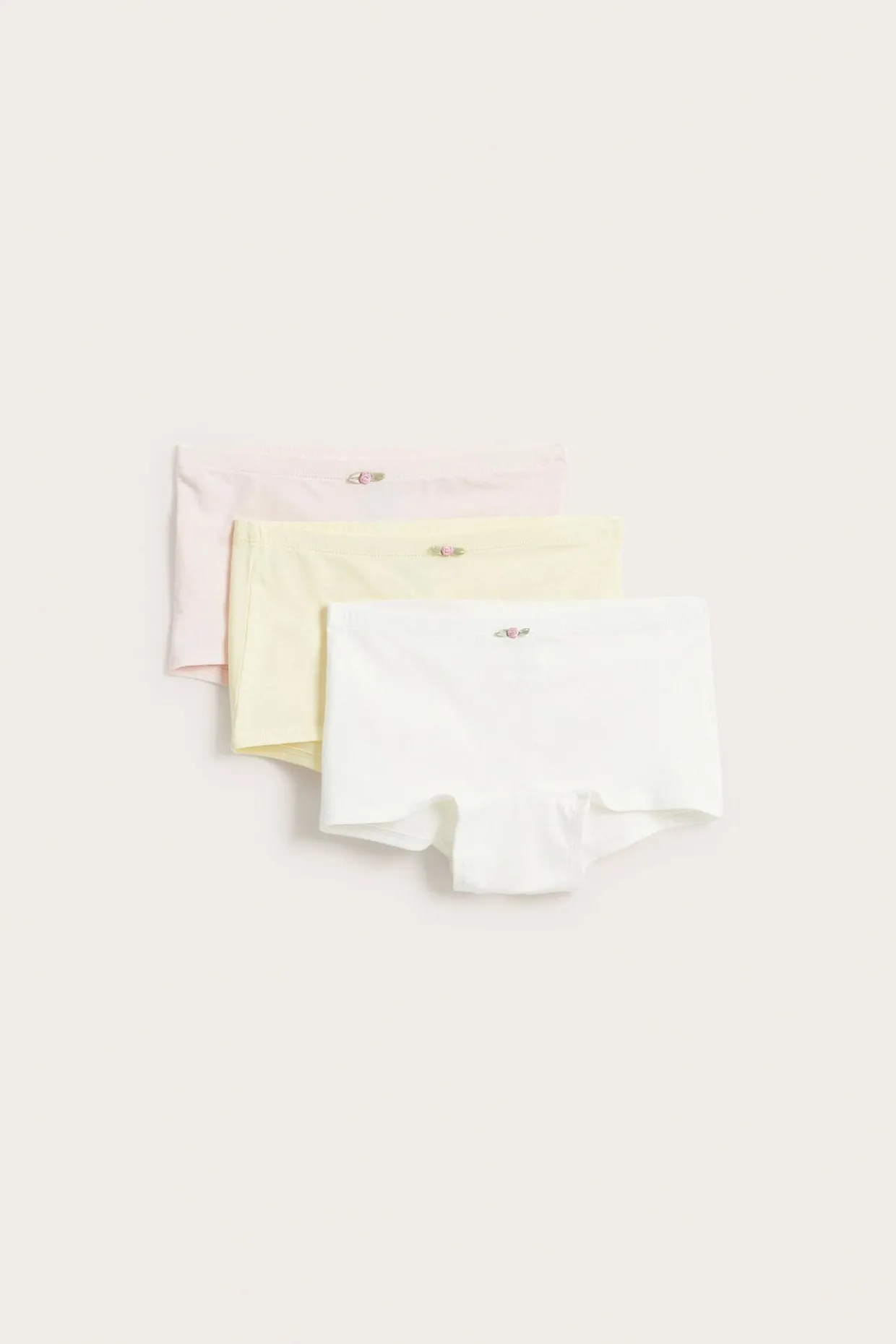 Bokserit ruusuapplikoinnilla, 3-pack | Luonnonvalkoinen | Lapset | Kappahl