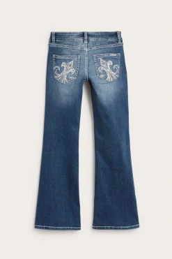 Bootcut-farkut, joissa on matala vyötärö ja brodeeratut takataskut | Denim | Lapset | Kappahl