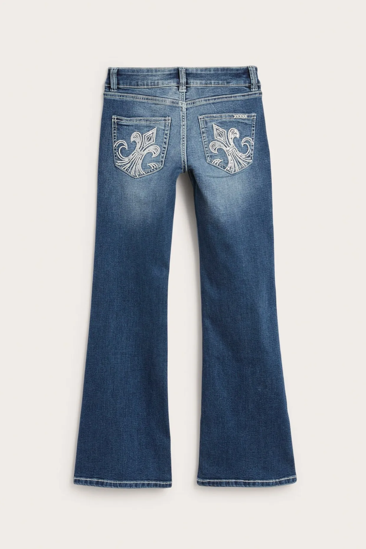Bootcut-farkut, joissa on matala vyötärö ja brodeeratut takataskut | Denim | Lapset | Kappahl