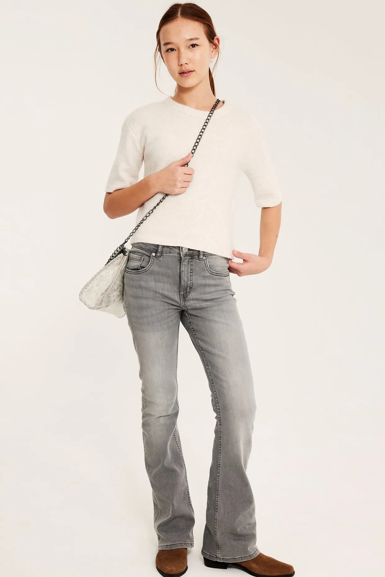 Bootcut jeans mid waist | Hopeanharmaa | Lapset | Kappahl