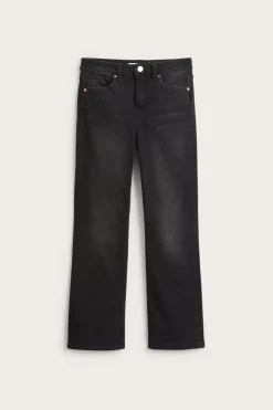 Cropped flare jeans regular waist | Pesty musta denim | Naiset | Kappahl