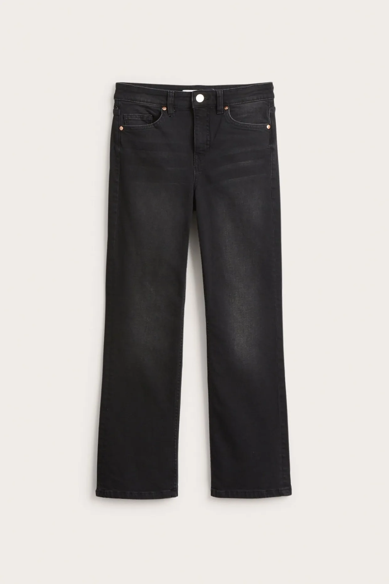 Cropped flare jeans regular waist | Pesty musta denim | Naiset | Kappahl