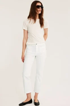 Cropped flare jeans regular waist | Valkoinen | Naiset | Kappahl