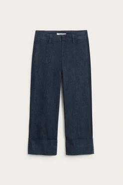 Cropped straight jeans high waist | Tumma denim | Naiset | Kappahl