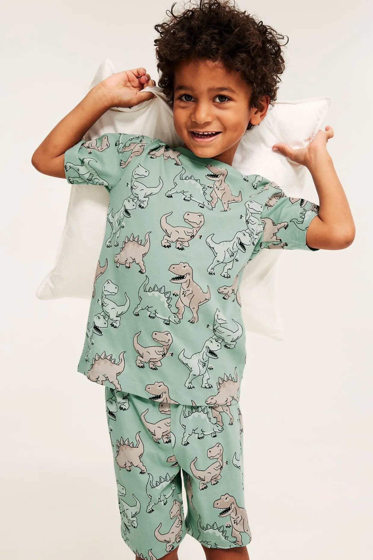 Dinosauruskuvioinen puuvillapyjama | Vihreä | Lapset | Kappahl