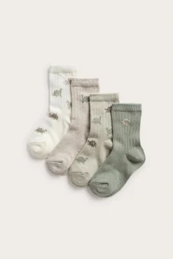 Dinosauruskuvioisia sukkia, 4-pack | Vaaleanvihreä | Lapset | Newbie