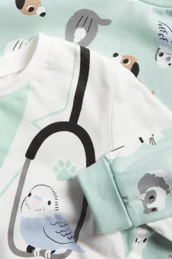 Eläinlääkäriaiheinen pyjama, 2 kpl:n pakkaus | Vaaleanturkoosi | Lapset | Kappahl
