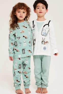 Eläinlääkäriaiheinen pyjama, 2 kpl:n pakkaus | Vaaleanturkoosi | Lapset | Kappahl