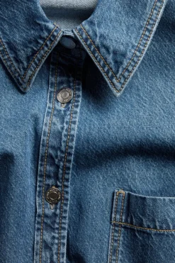 Farkkupaita drapeeratuilla hihoilla | Denim | Naiset | Kappahl