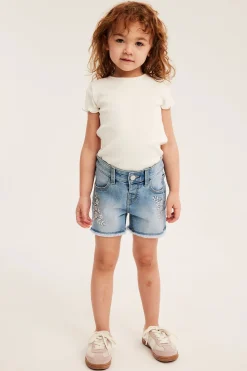 Farkkushortsit brodeerauksella | Vaalea denim | Lapset | Kappahl