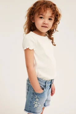 Farkkushortsit brodeerauksella | Vaalea denim | Lapset | Kappahl