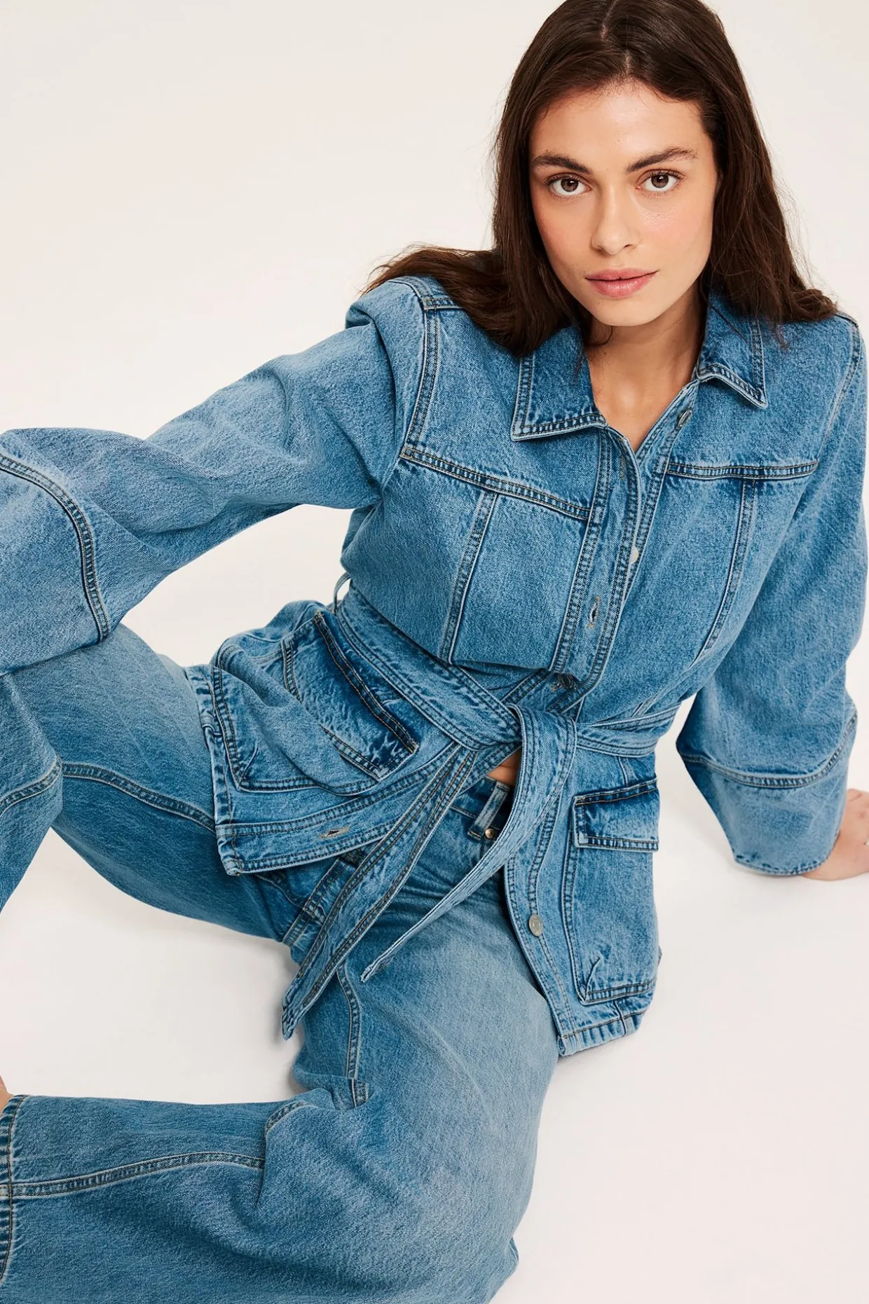 Farkkutakki vyöllä | Denim | Naiset | Kappahl