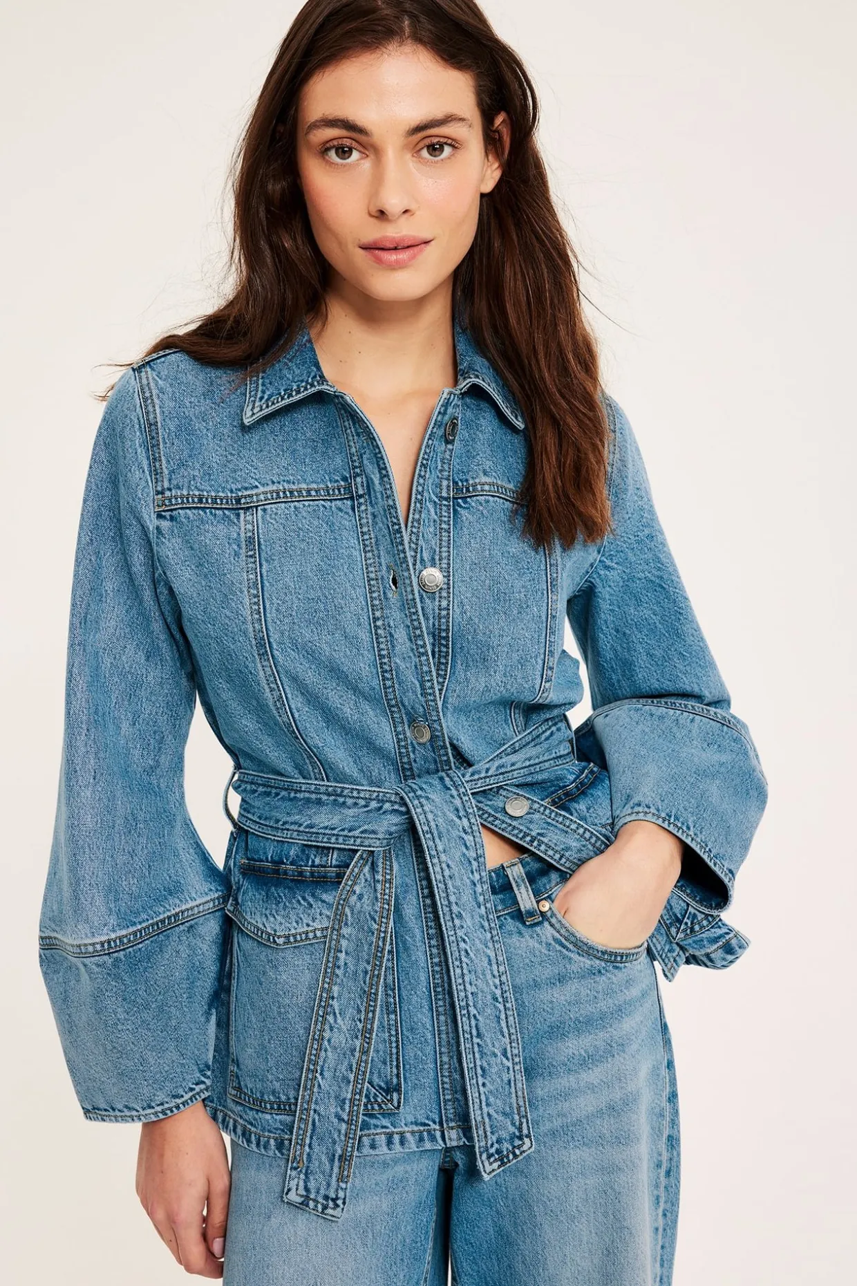 Farkkutakki vyöllä | Denim | Naiset | Kappahl