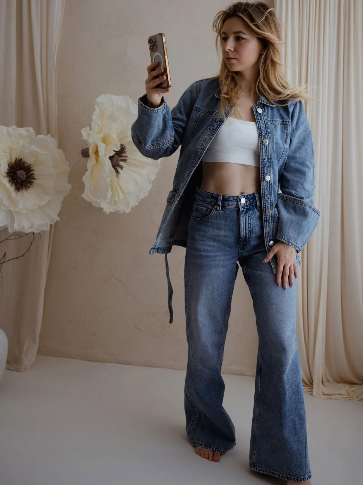 Farkkutakki vyöllä | Denim | Naiset | Kappahl