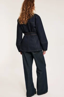 Farkkutakki vyöllä | Tumma denim | Naiset | Kappahl