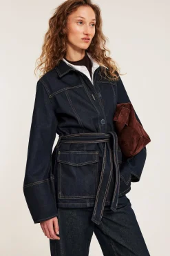 Farkkutakki vyöllä | Tumma denim | Naiset | Kappahl