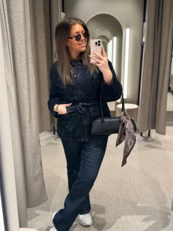 Farkkutakki vyöllä | Tumma denim | Naiset | Kappahl