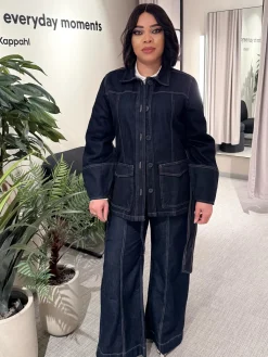 Farkkutakki vyöllä | Tumma denim | Naiset | Kappahl