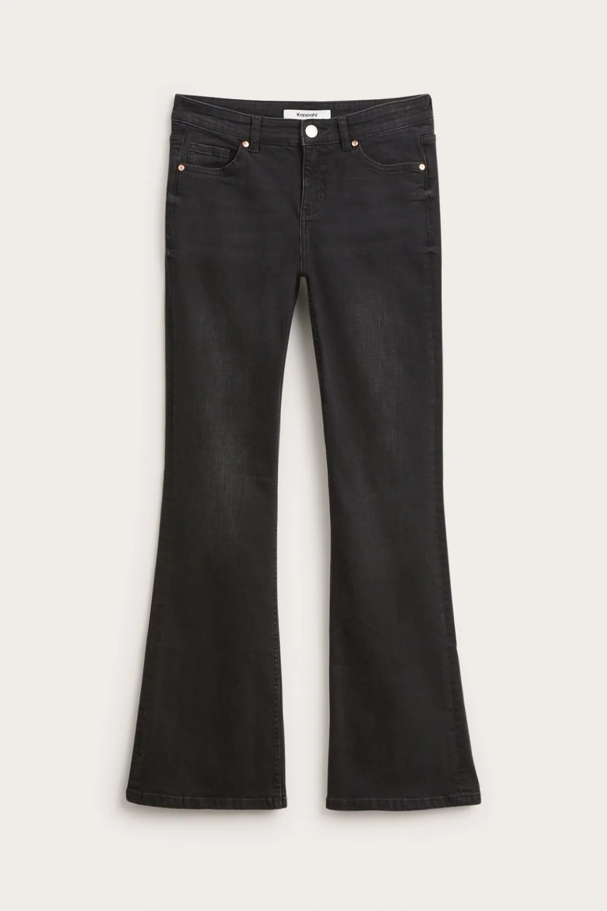 Flare jeans low waist | Musta denim | Naiset | Kappahl