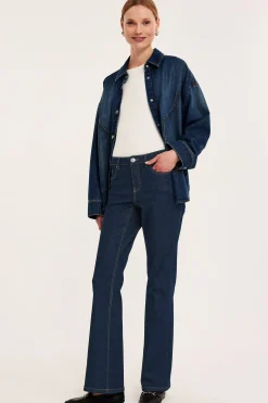 Flare jeans low waist | Tumma denim | Naiset | Kappahl