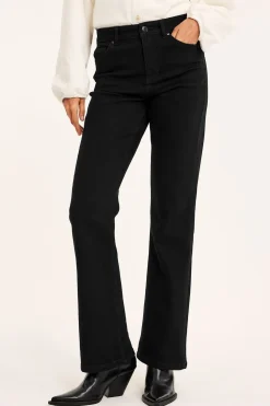 Flare jeans regular waist | Musta denim | Naiset | Kappahl