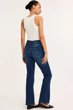 Flare jeans regular waist | Tumma denim | Naiset | Kappahl