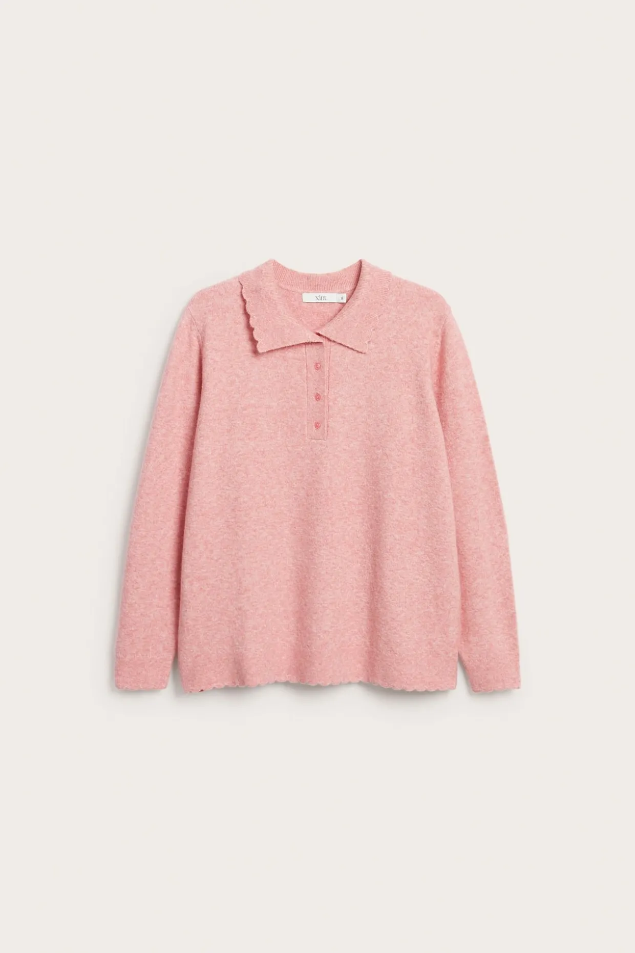 Hienoneuloksinen pusero, jossa kaulus | Pinkki | Naiset | Kappahl
