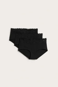 Hipster 3-pack puuvillaa | Musta | Naiset | Kappahl