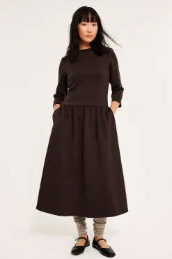 Jersey-midimekko | Tummanruskea | Naiset | Kappahl