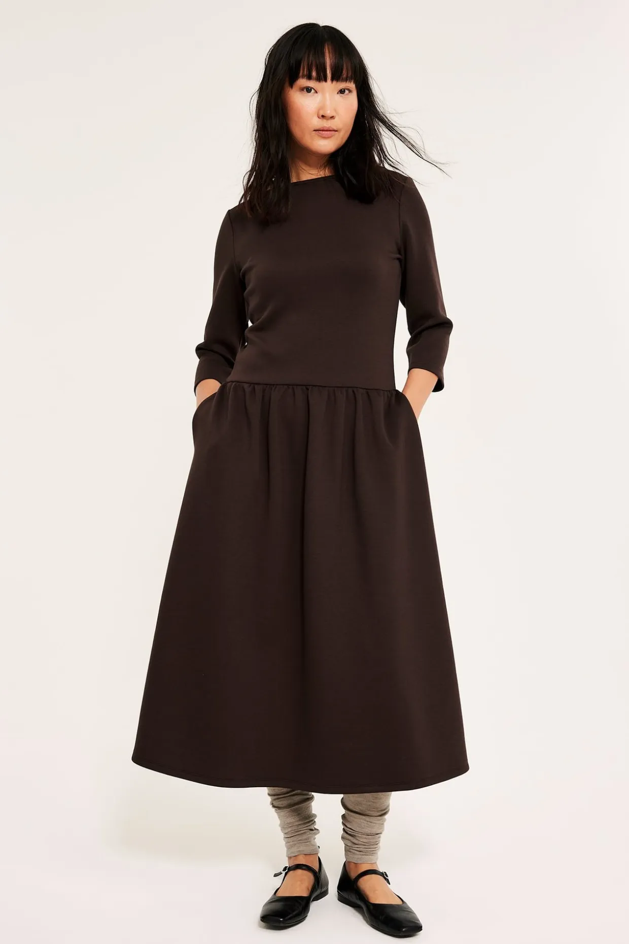Jersey-midimekko | Tummanruskea | Naiset | Kappahl