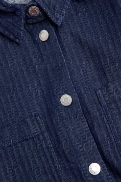 Kalanruotokuvioinen lyhythihainen paita | Tumma denim | Naiset | Kappahl