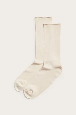 Kiiltävät ribbisukat | Vaaleanbeige | Naiset | Kappahl