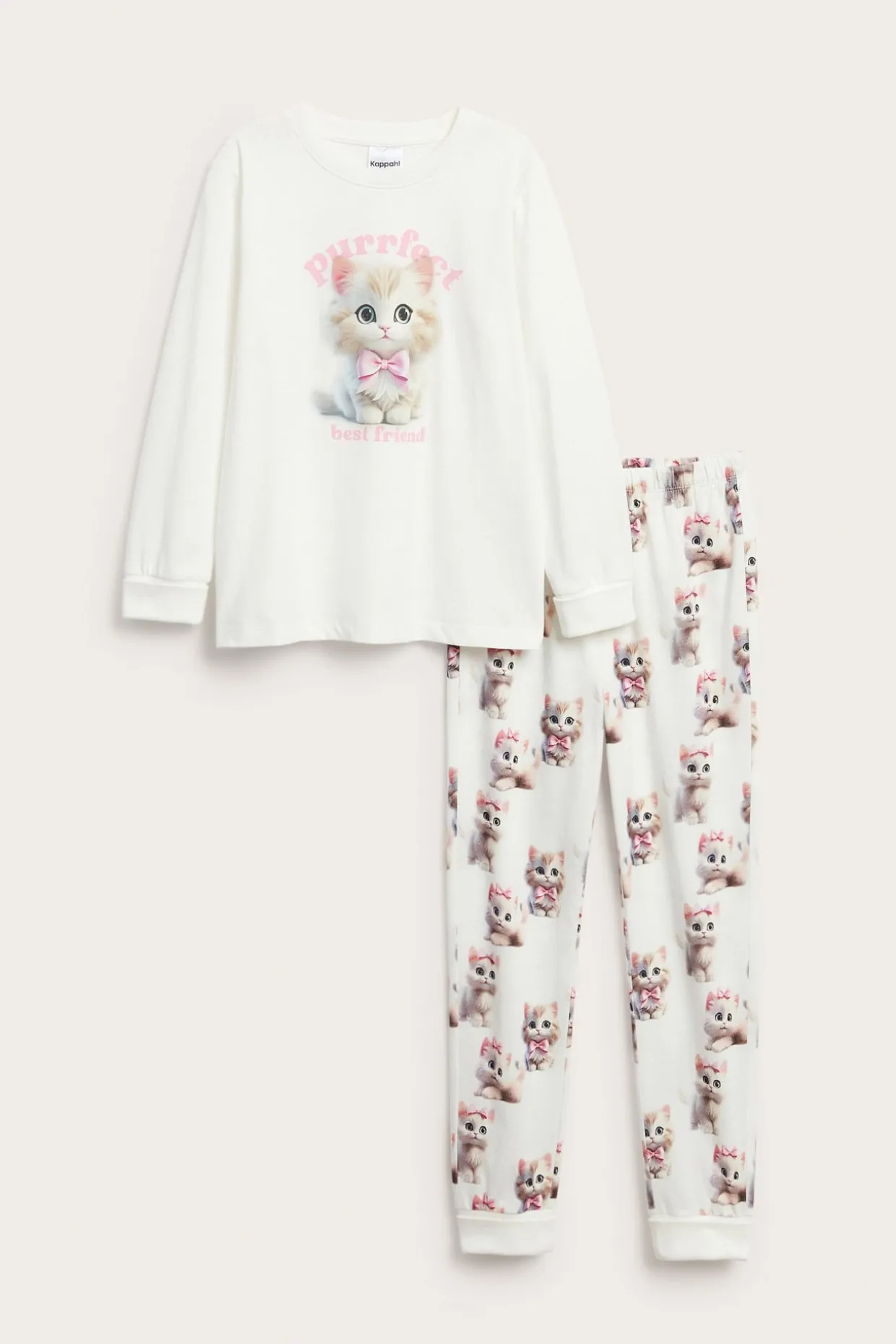 Kissakuvioinen pyjama | Luonnonvalkoinen | Lapset | Kappahl