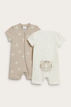 2 kpl:n pakkaus lyhythihaisia pyjamia | Beige | Vauvat | Kappahl