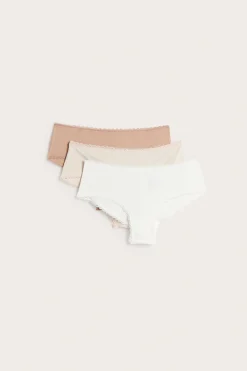 3 kpl:n pakkaus mikromateriaalia olevia cheeky-mallisia pikkuhousuja | Luonnonvalkoinen | Naiset | Kappahl