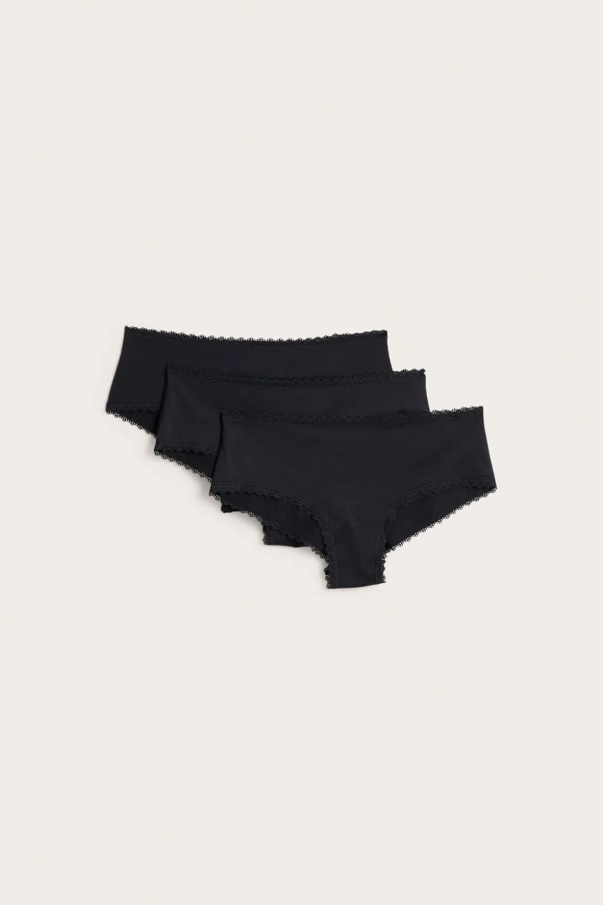 3 kpl:n pakkaus mikromateriaalia olevia cheeky-mallisia pikkuhousuja | Musta | Naiset | Kappahl