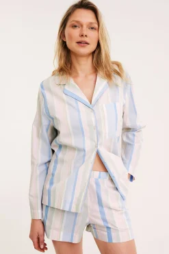 Kudottua puuvillaa olevat pyjamashortsit