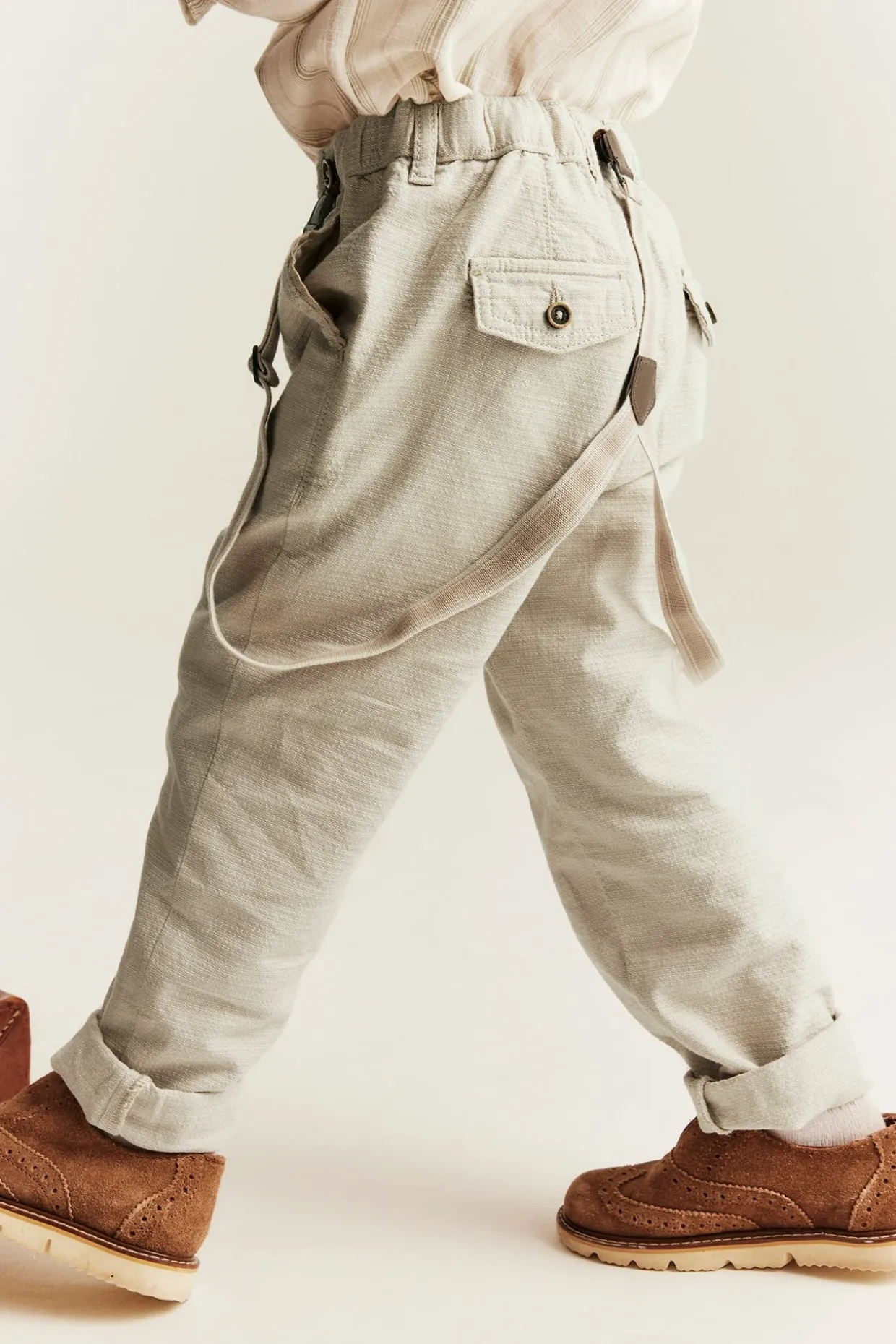 Kudotut housut, joissa on henkselit | Beige | Lapset | Newbie