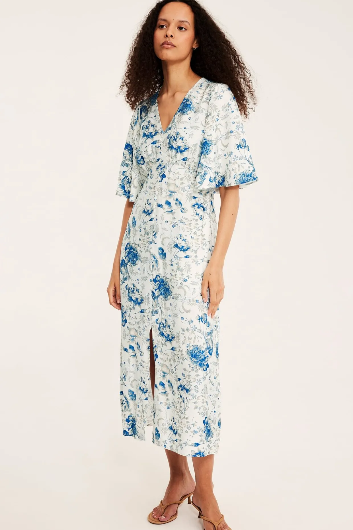 Kukallinen mekko napeilla | Sininen | Naiset | Kappahl