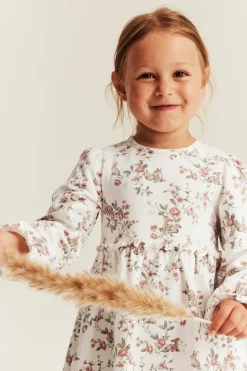 Kukkakuvioinen jerseymekko | Luonnonvalkoinen | Lapset | Newbie