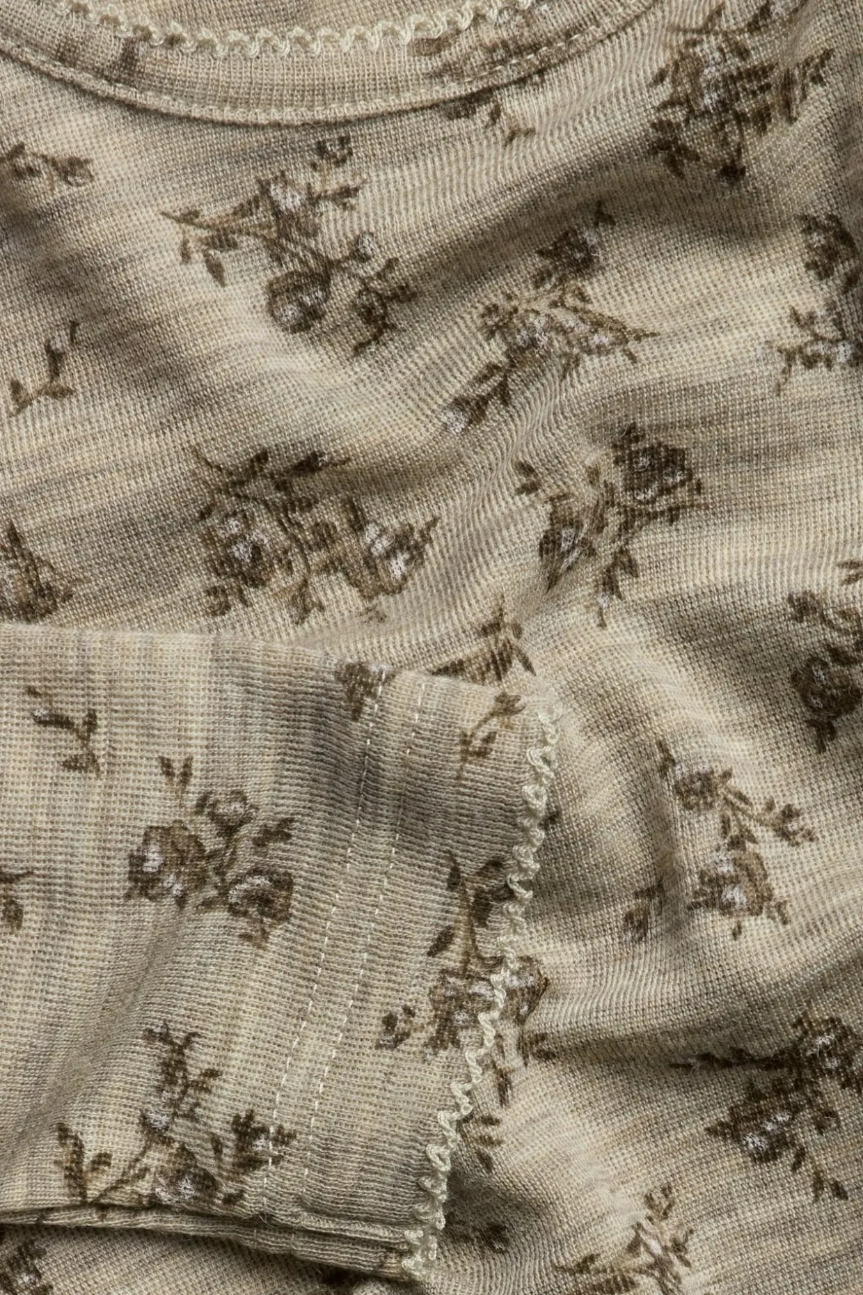 Kukkakuvioinen merinovillapaita | Meleerattu beige | Lapset | Newbie