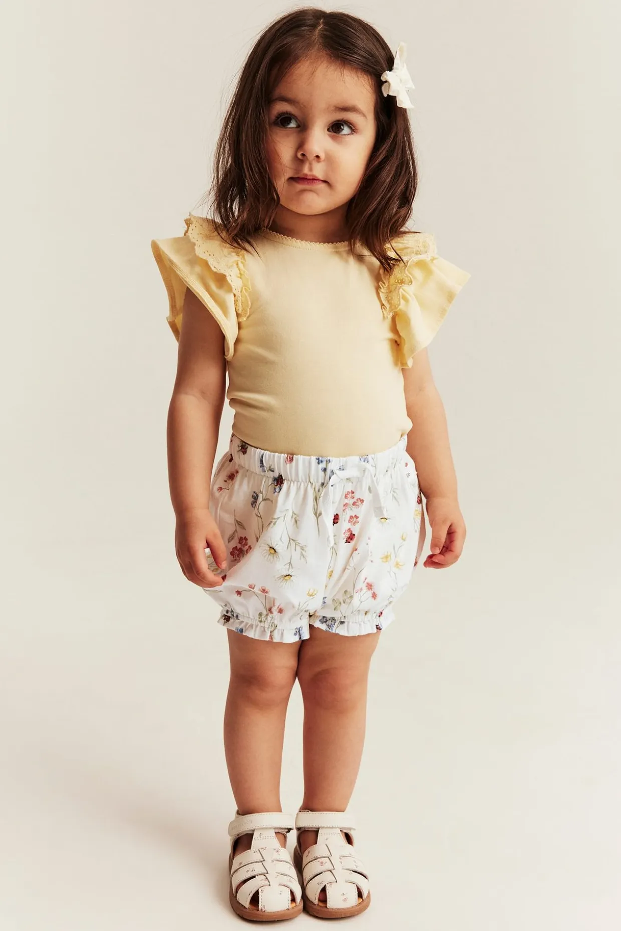 Kukkakuvioiset jerseyshortsit | Luonnonvalkoinen | Vauvat | Newbie
