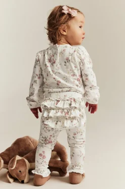 Kukkakuvioiset röyhelösomisteiset leggingsit | Luonnonvalkoinen | Vauvat | Newbie