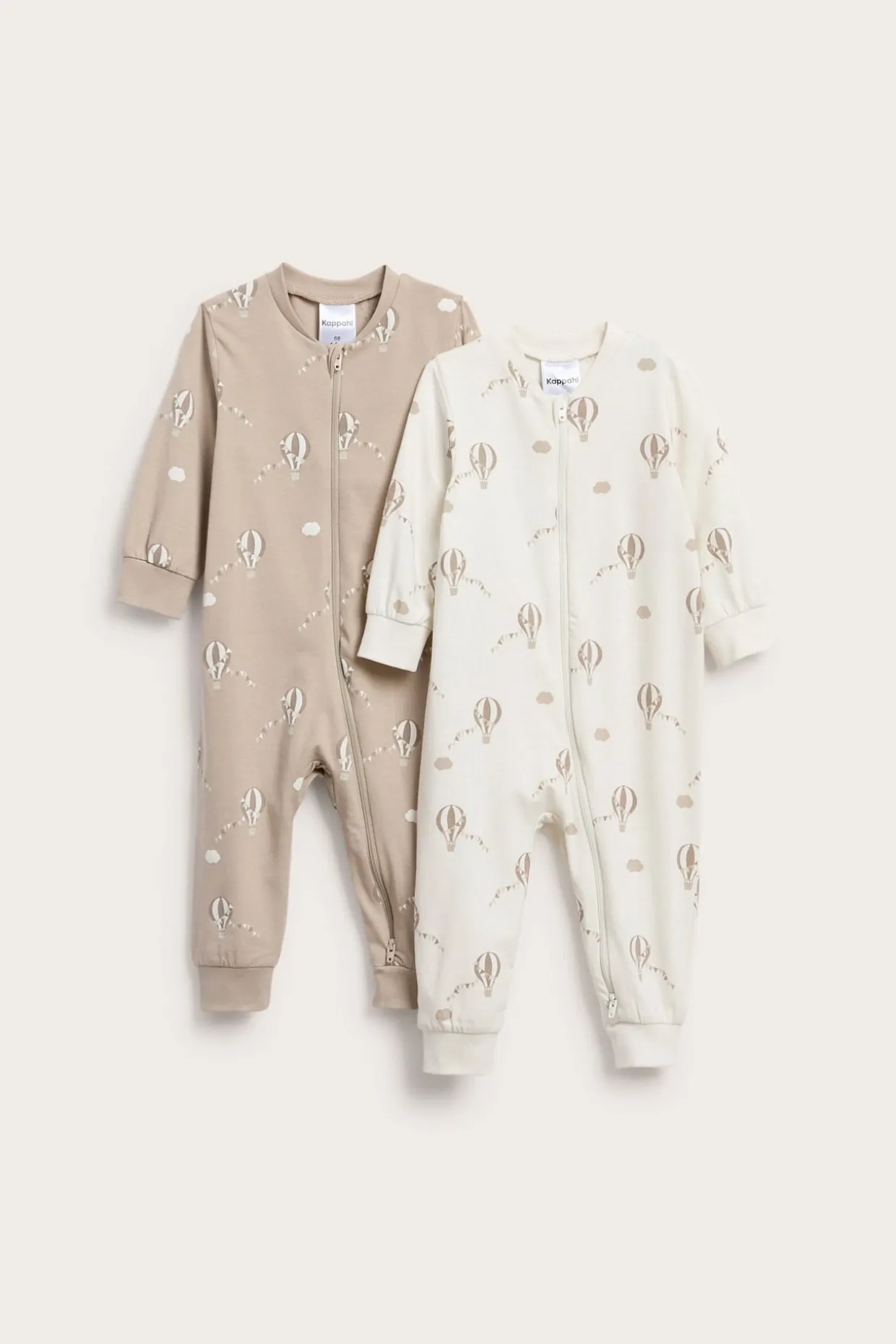 Kuumailmapalloaiheinen pyjama, 2-pack | Vaaleanruskea | Vauvat | Kappahl