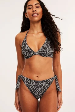 Kuviollinen bikinialaosa solmittavilla nauhoilla | Tummanbeige | Naiset | Kappahl