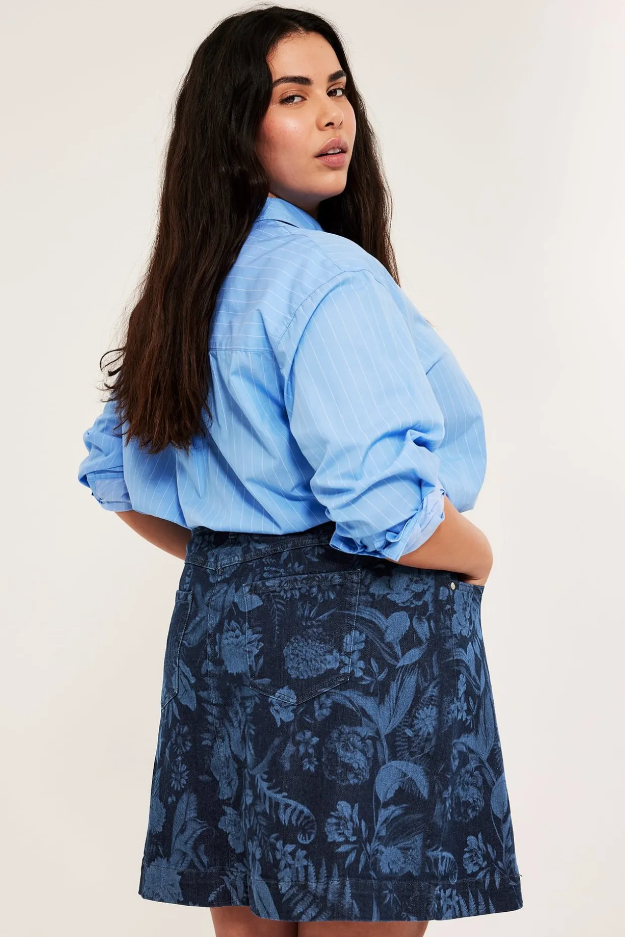 Kuviollinen farkkuhame | Denim | Naiset | Kappahl